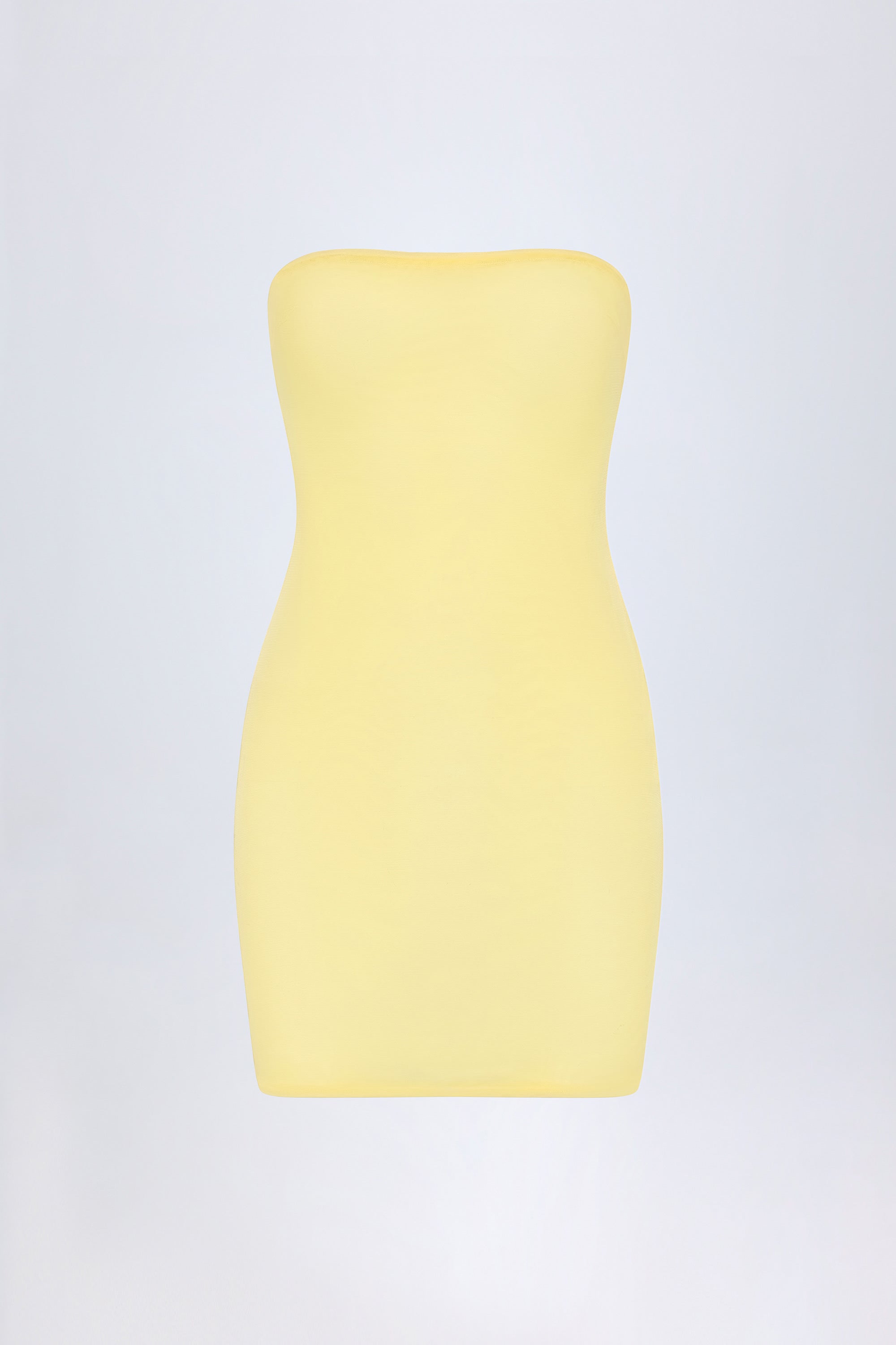 Soft Sheer-Mesh Bandeau Mini Slip Dress in Yellow