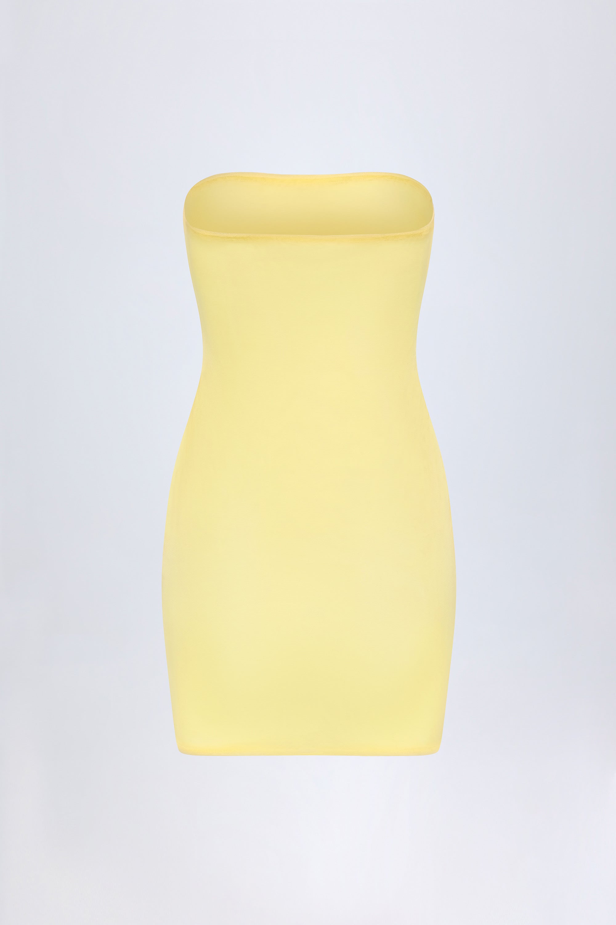 Soft Sheer-Mesh Bandeau Mini Slip Dress in Yellow