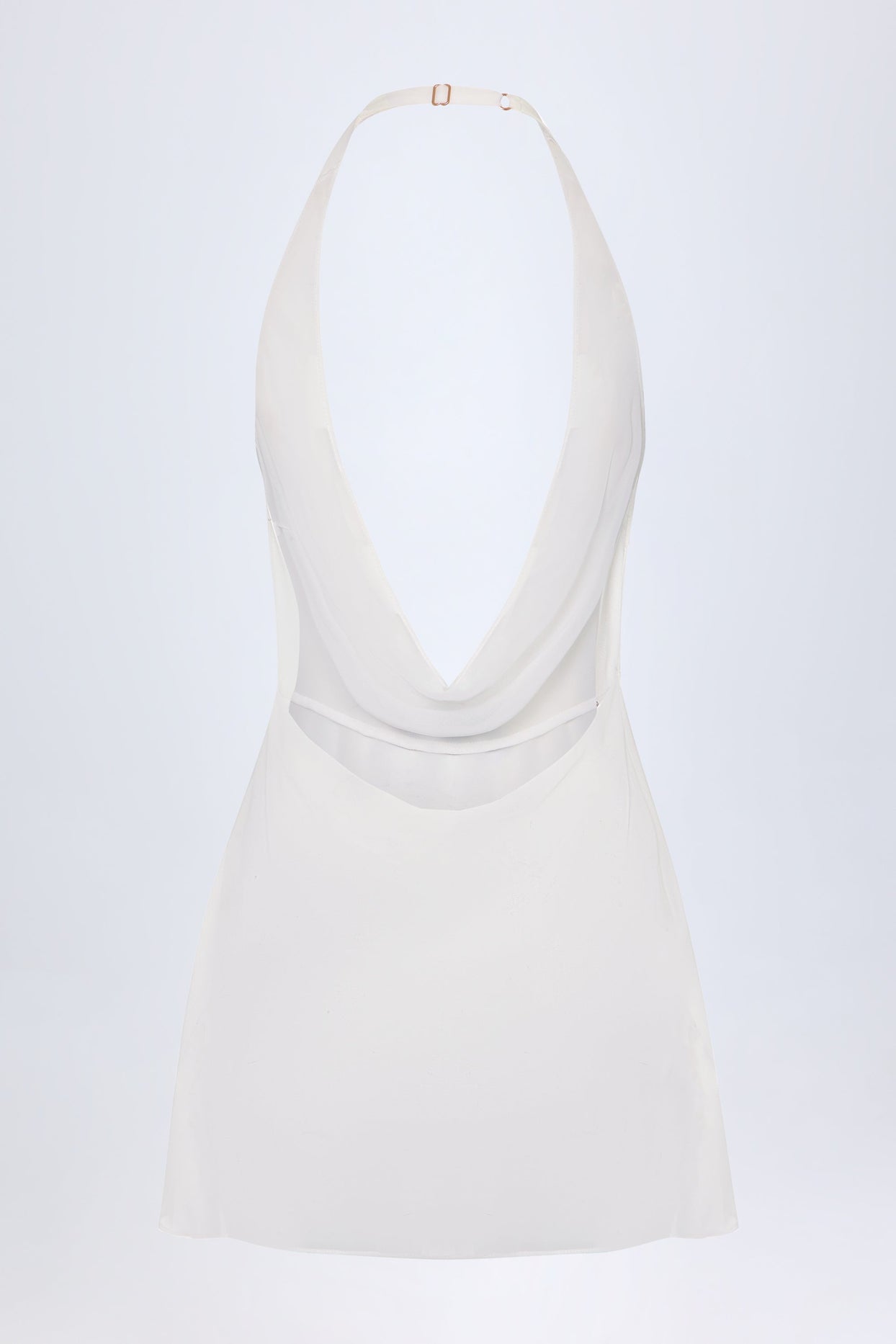 Cowl-Neck Backless Mini Dress in White