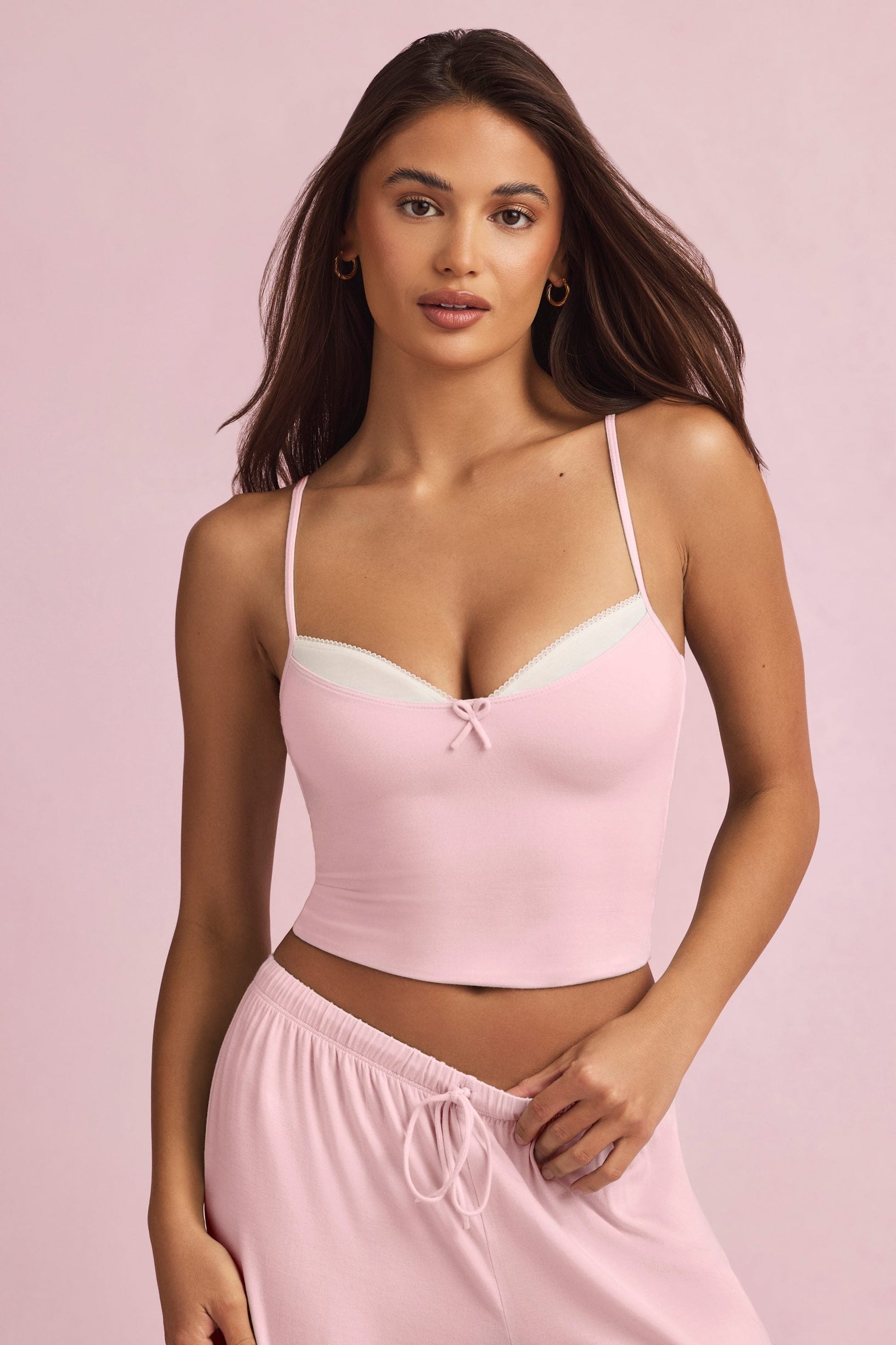 Modal Camisole Pyjama Top in Baby Pink - 1