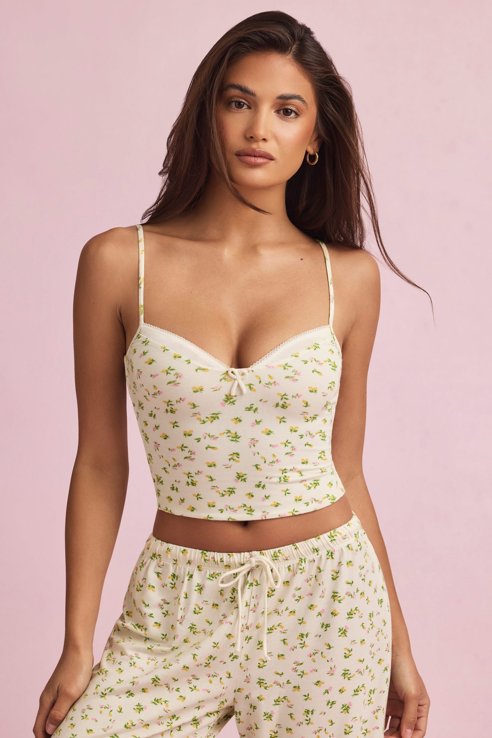 Modal Camisole Pyjama Top in Lemon Print - 1