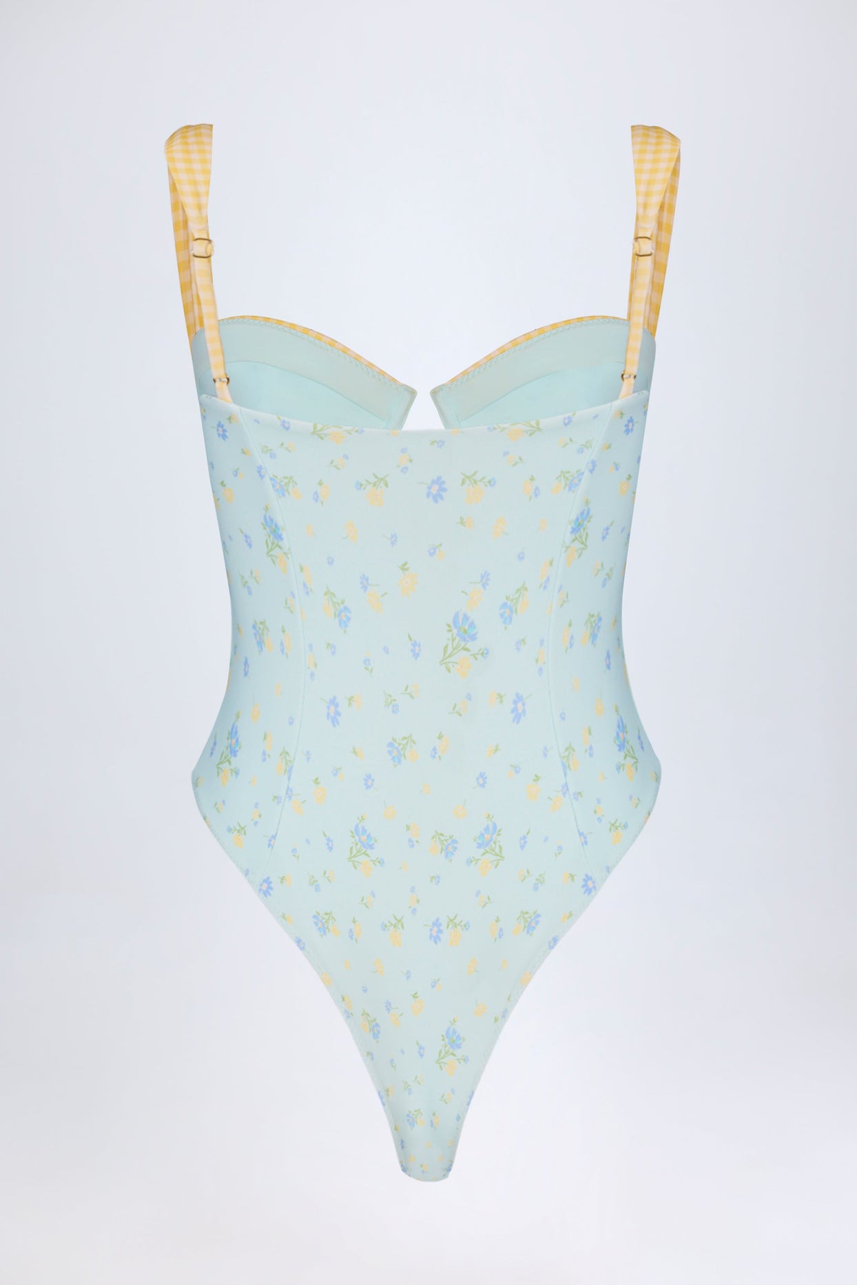 Underwired Balconette Swimsuit in Blue Floral Print