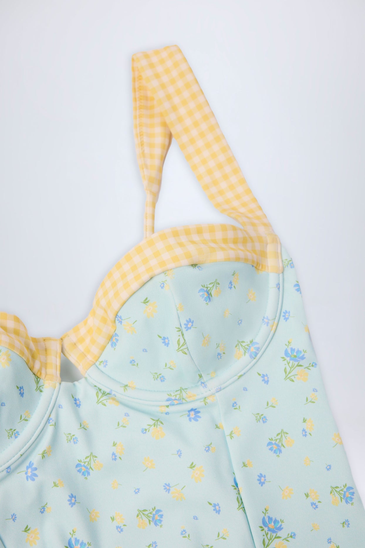 Underwired Balconette Swimsuit in Blue Floral Print