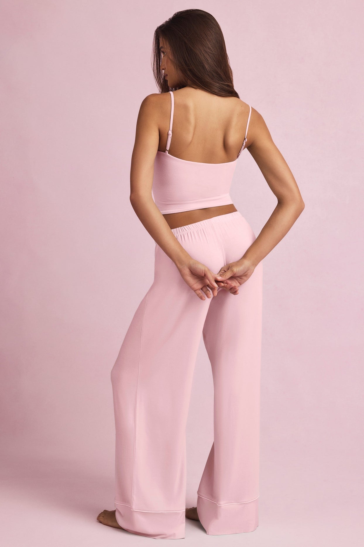 Mid-Rise Pyjama Trousers in Baby Pink
