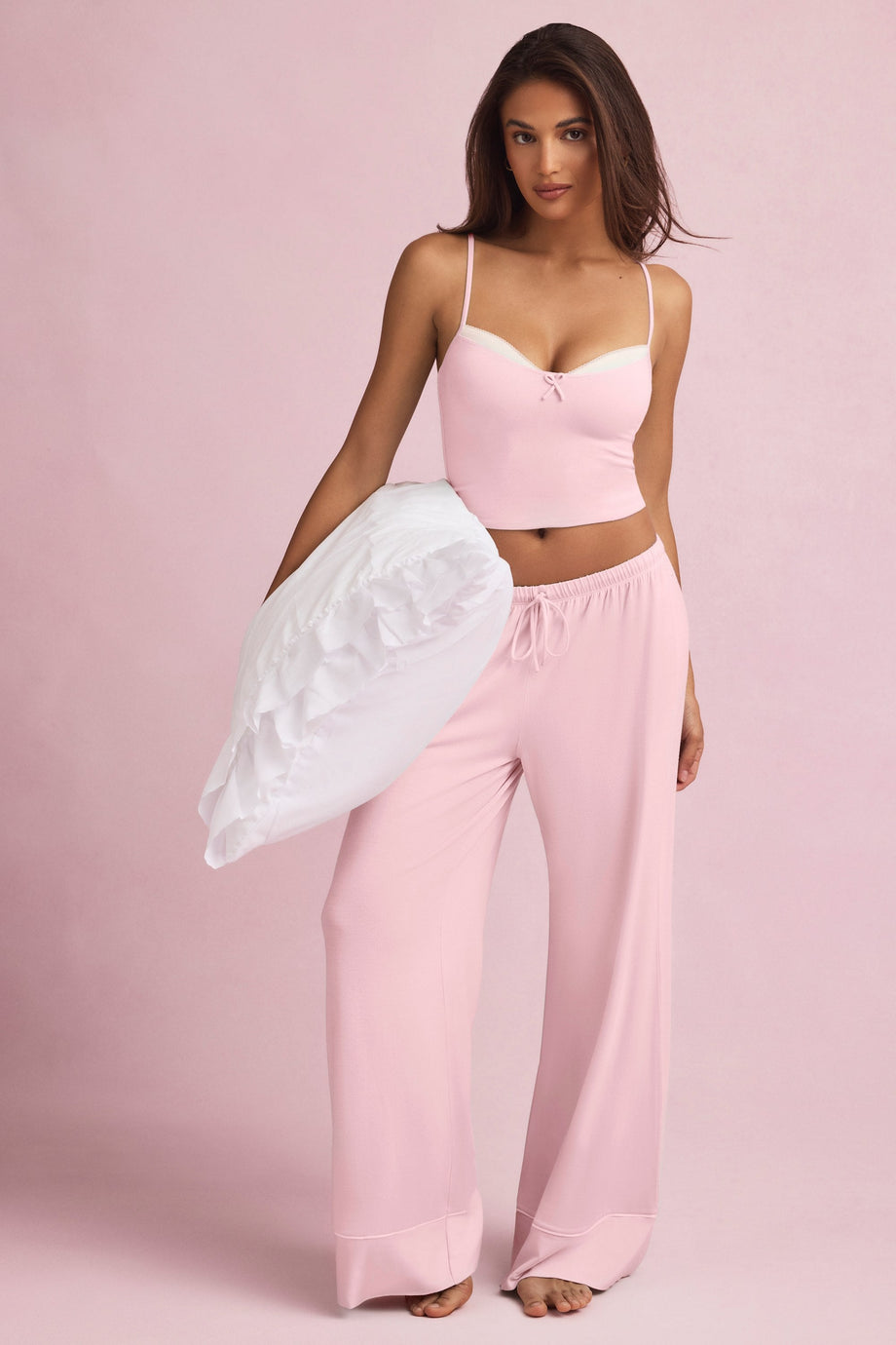 Mid-Rise Pyjama Trousers in Baby Pink