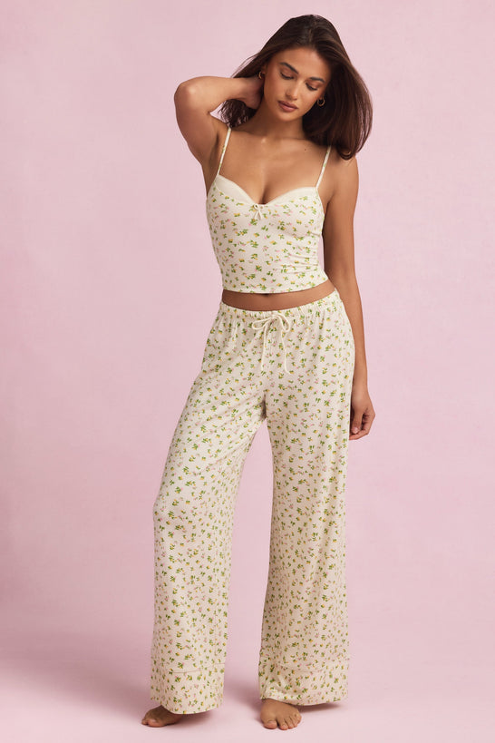 Mid-Rise Pyjama Trousers in Lemon Print