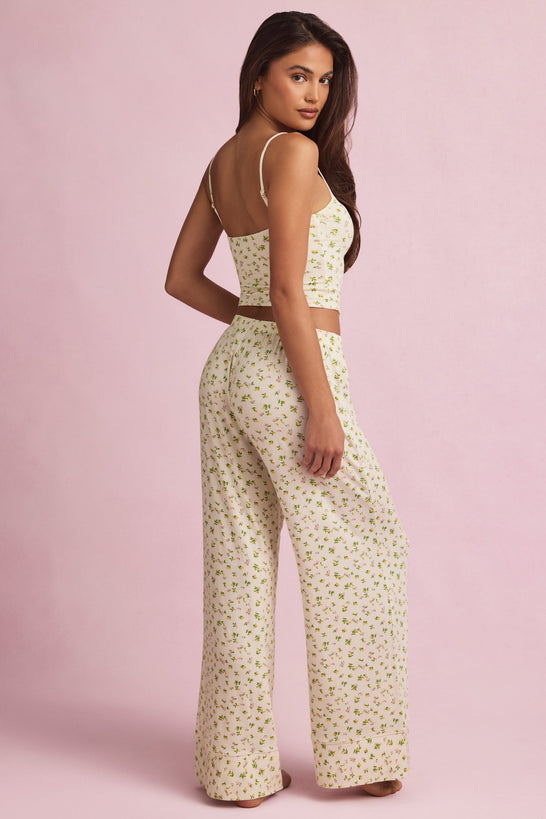 Mid-Rise Pyjama Trousers in Lemon Print
