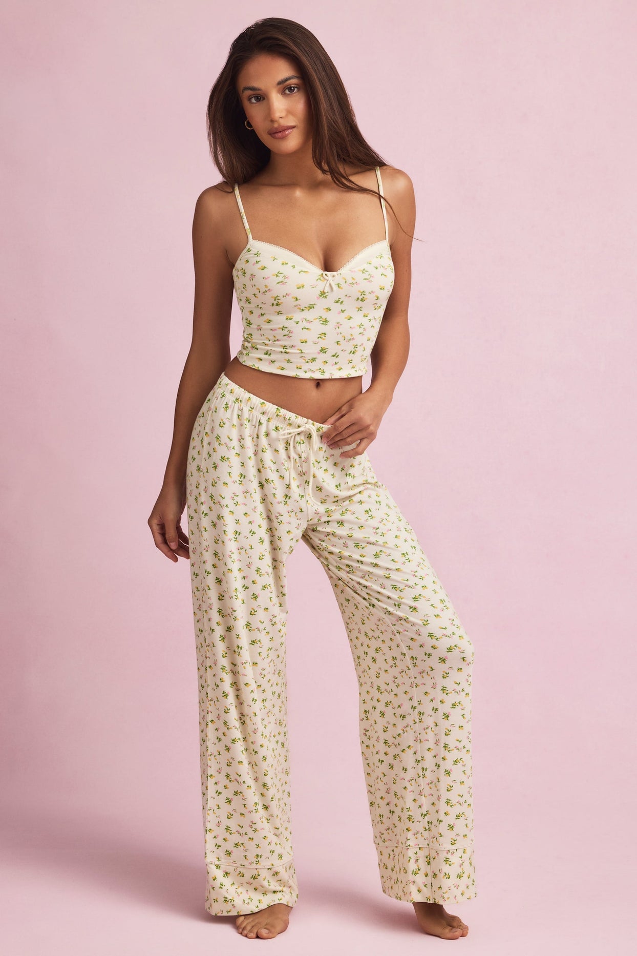 Mid-Rise Pyjama Trousers in Lemon Print