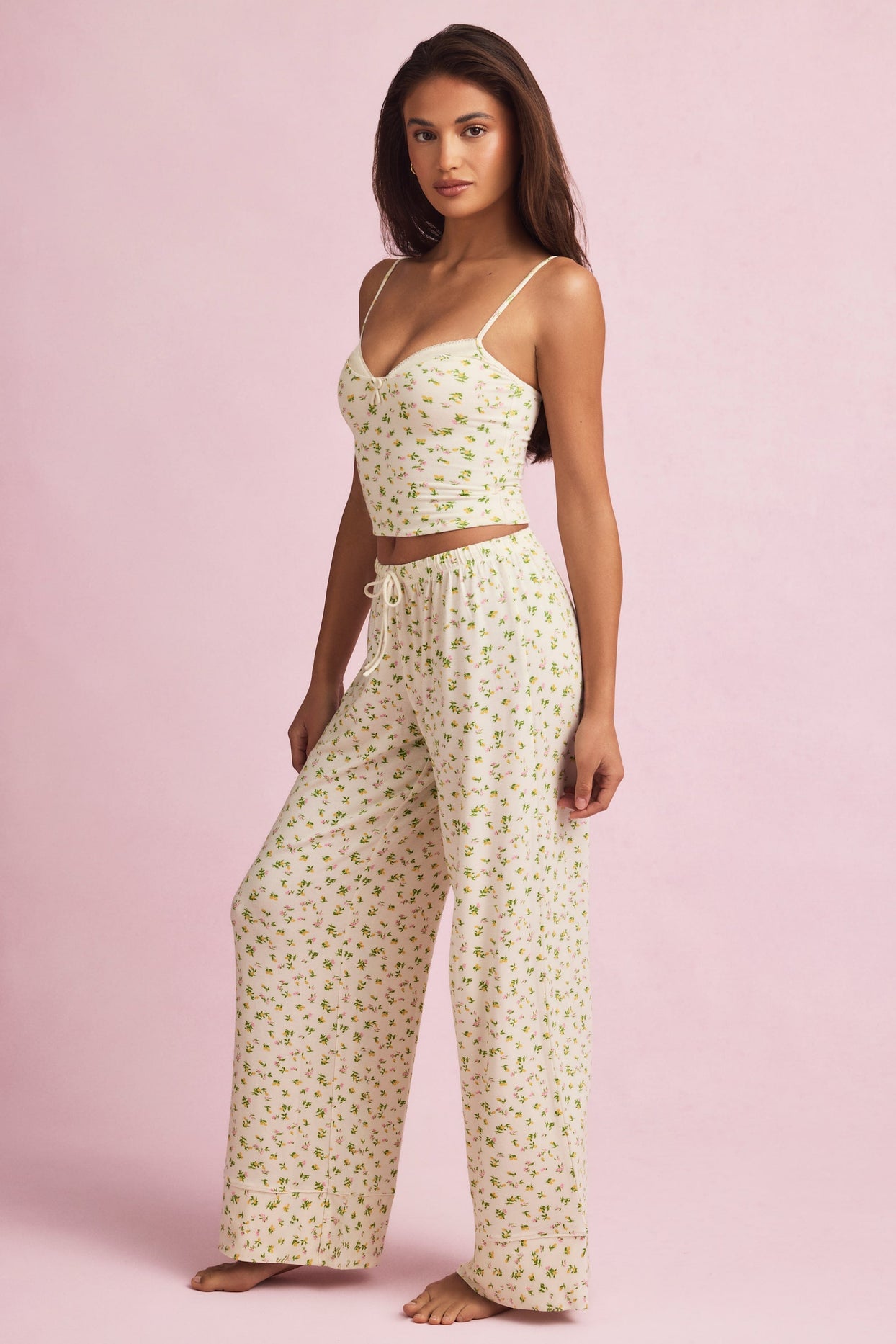 Mid-Rise Pyjama Trousers in Lemon Print