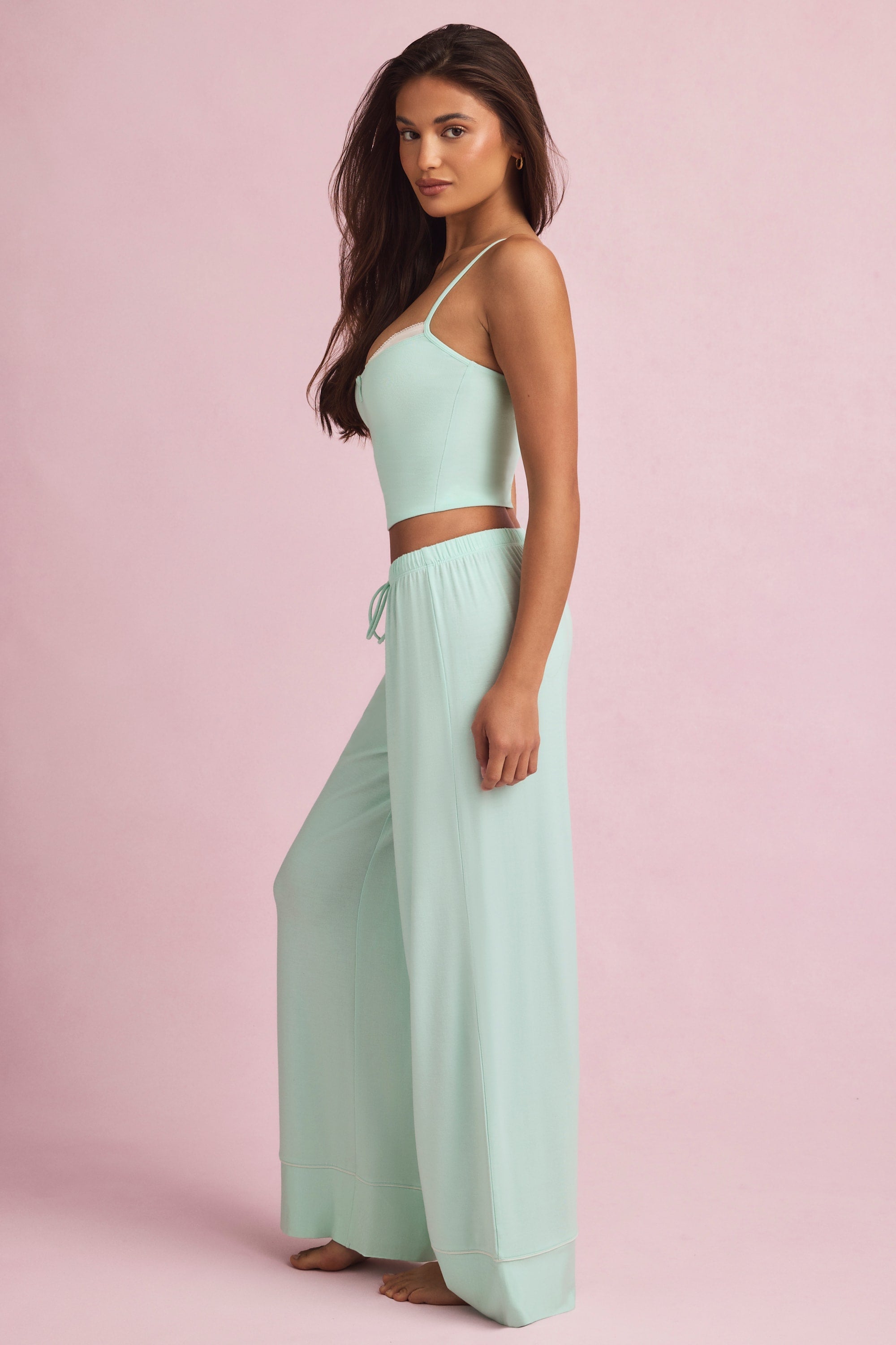 Modal Mid-Rise Pyjama Trousers in Mint