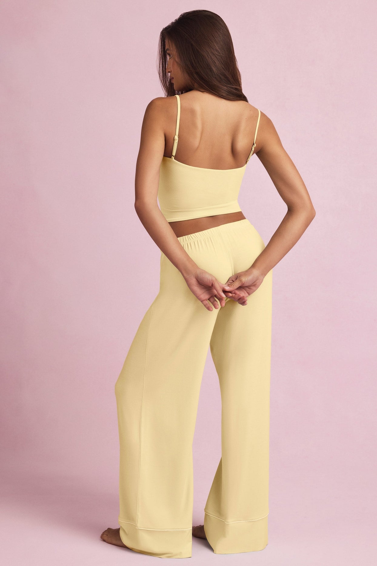 Mid-Rise Pyjama Trousers in Pastel Yellow