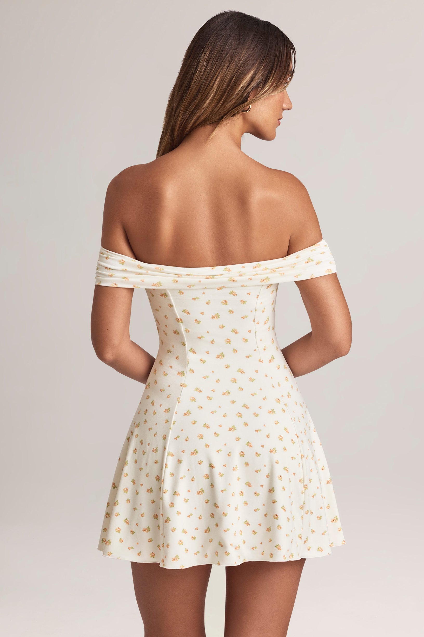 Modal Off-Shoulder A-Line Mini Dress in Floral Print - 2