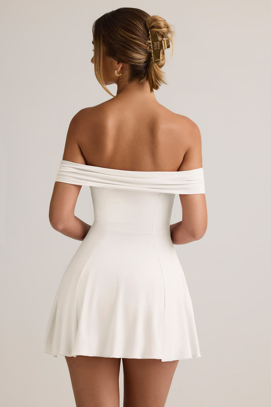 Modal Off-Shoulder A-Line Mini Dress in White