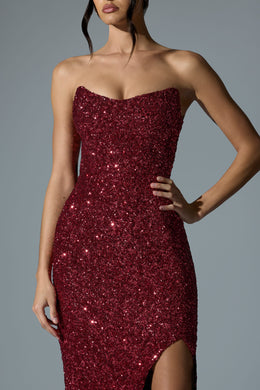 Embellished Corset Gown in Red