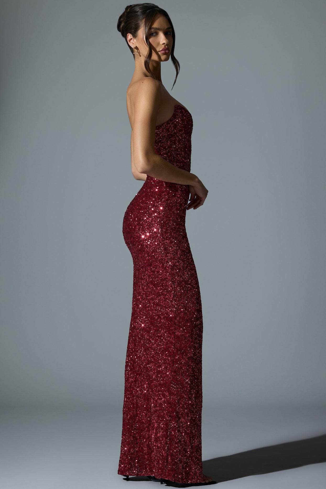 Embellished Corset Gown in Red