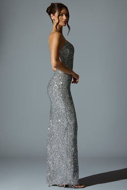 Embellished Corset Gown in Silver