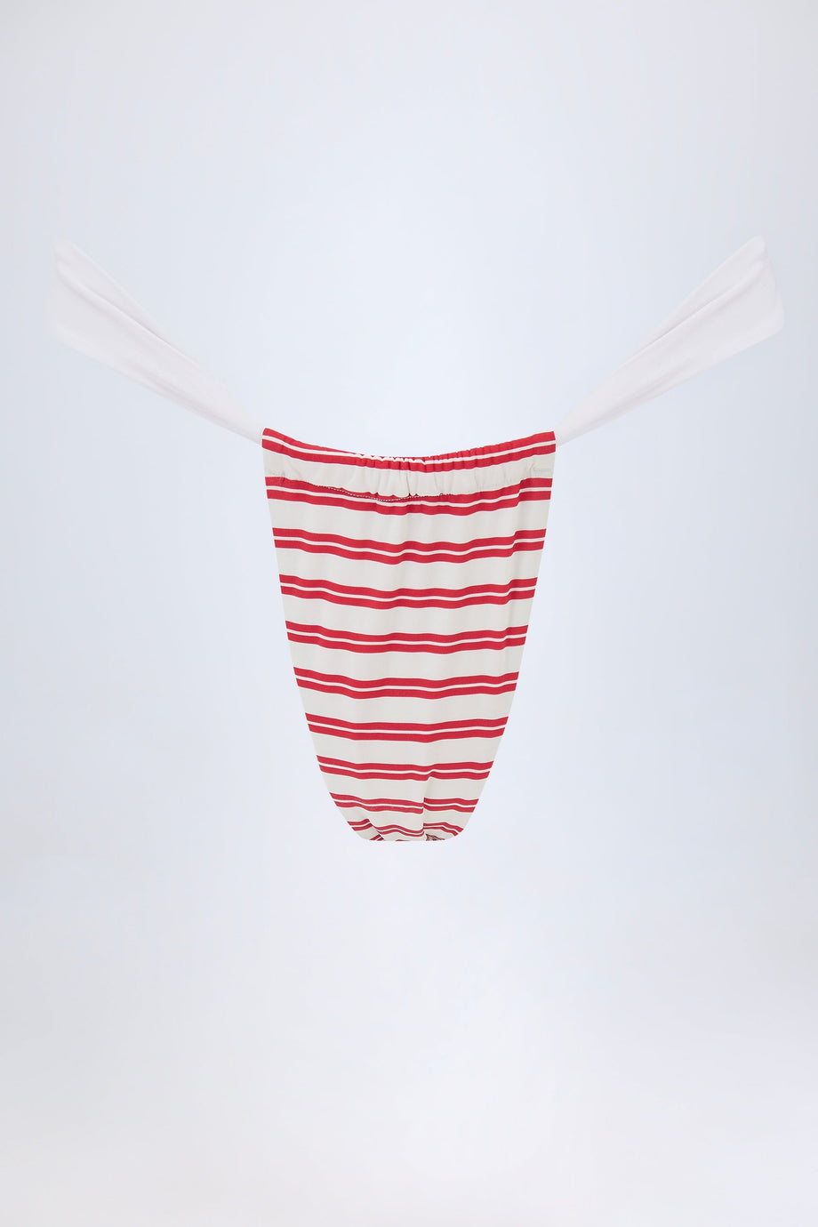 Ruched Cheeky Bikini Bottoms in Cherry Red Double Stripe