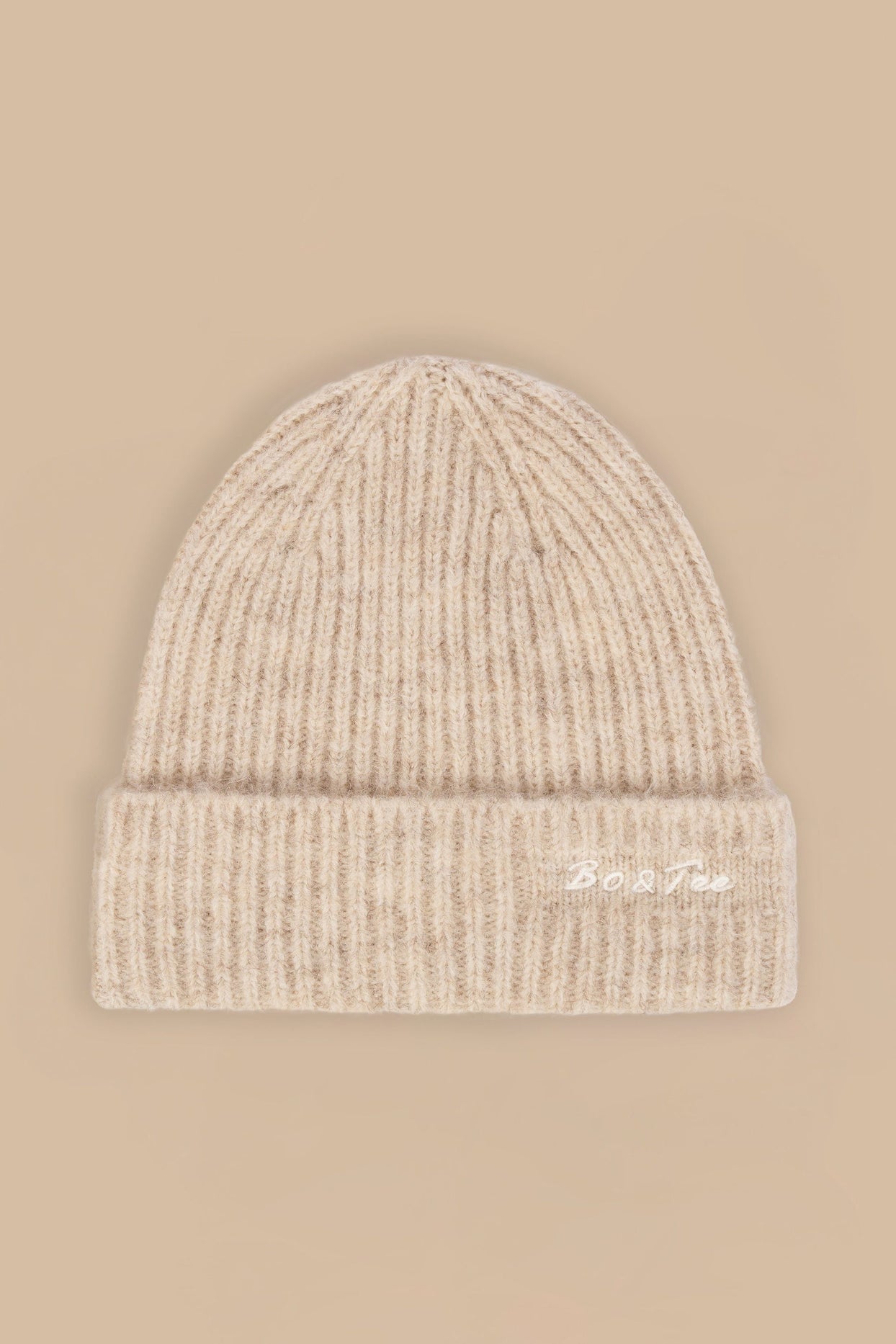 Knit Beanie Hat in Cream Marl