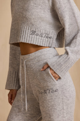 Cropped Knit Jumper in Ice Marl