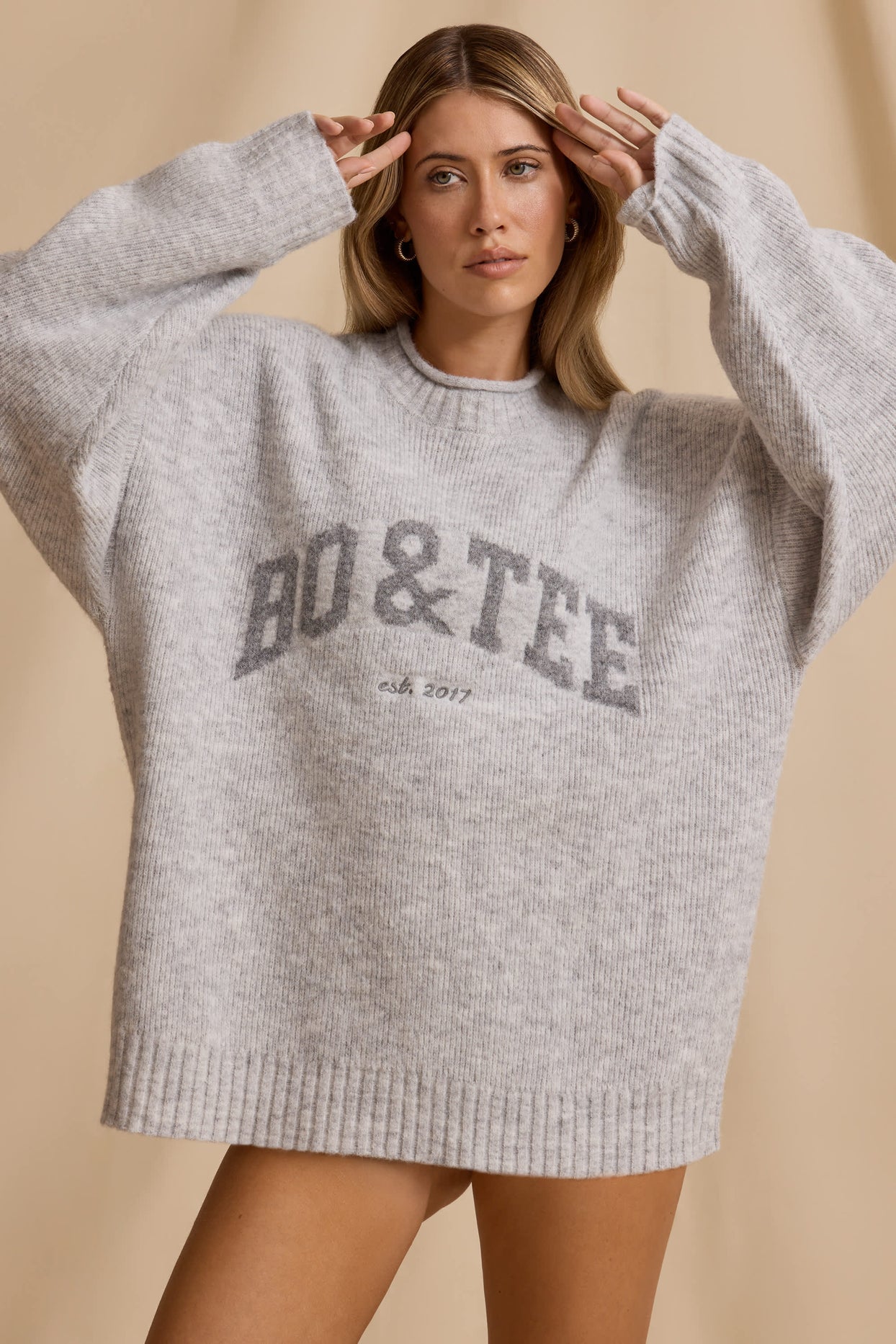 Oversized Knit Jumper in Ice Marl