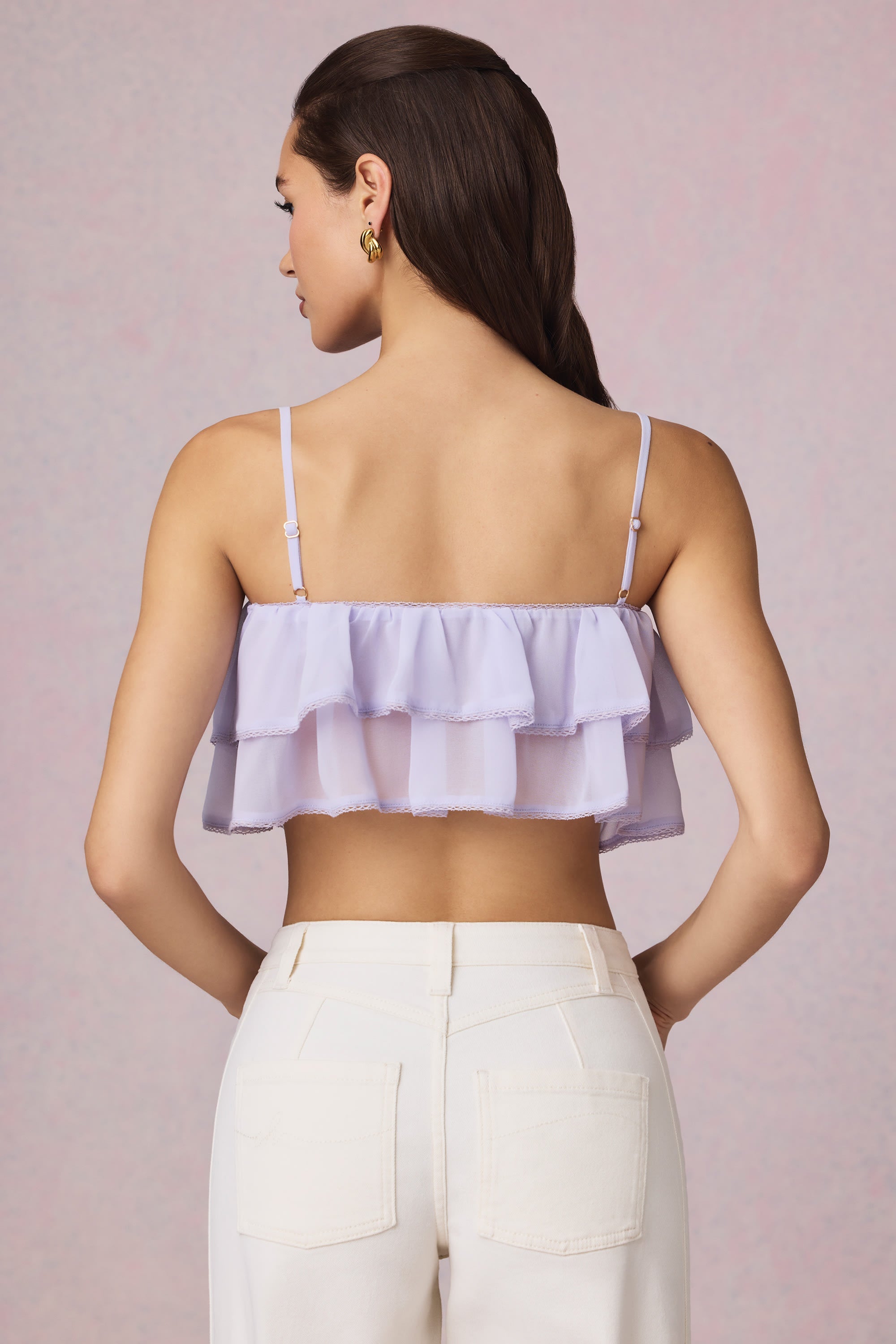 Ruffled Cropped Camisole Top in Lilac