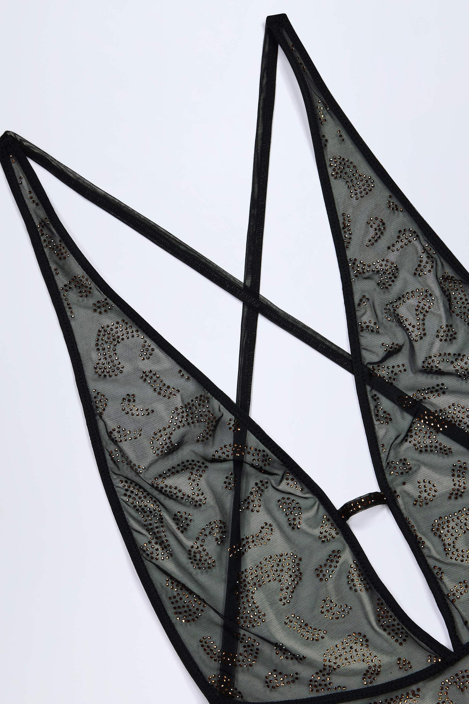 Embellished Backless Maxi Dress in Black Leopard Hotfix