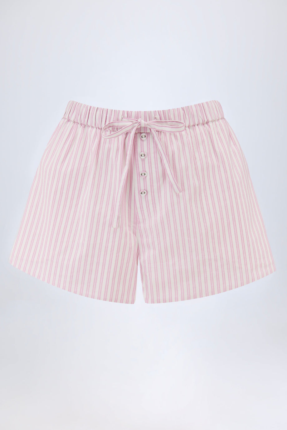 Mid-Rise Shorts in Soft Mauve Stripe