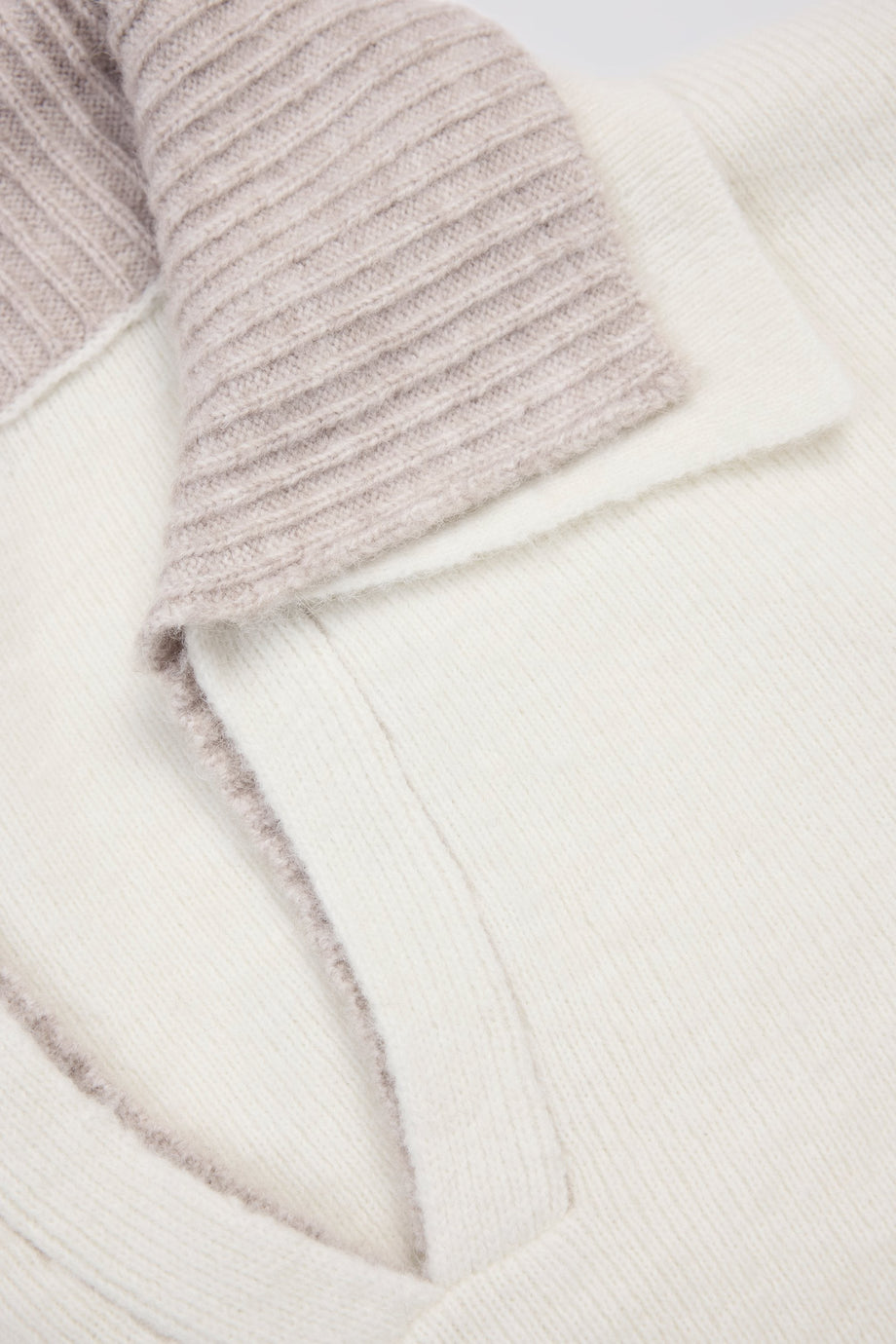 Layered Collar Cropped Knit Jumper in Ivory
