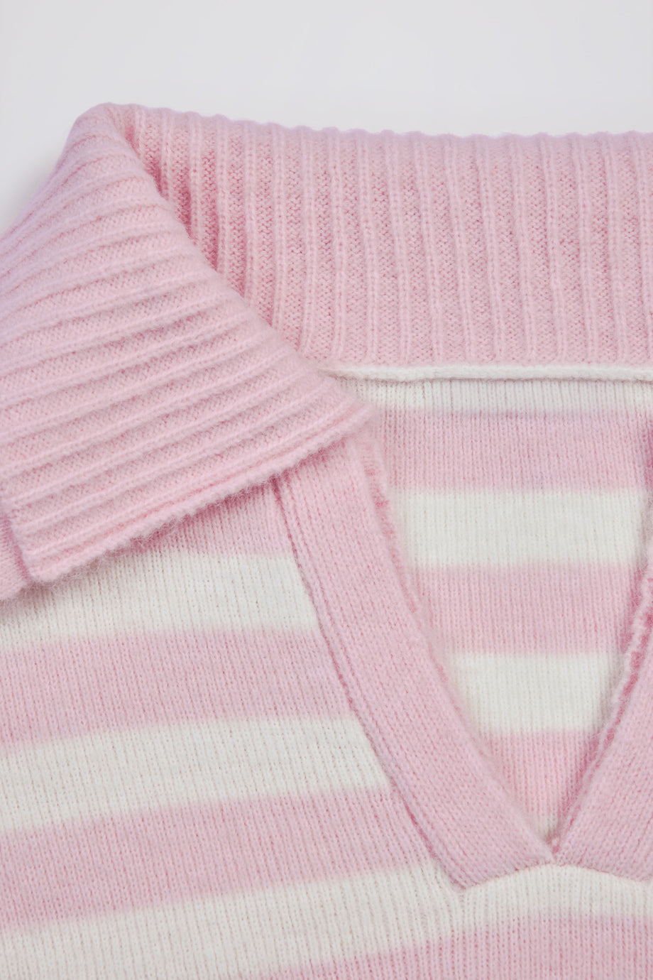 Layered Collar Cropped Knit Jumper in Pink Stripe