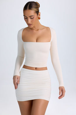 Modal Halterneck Ruched Top in Ivory