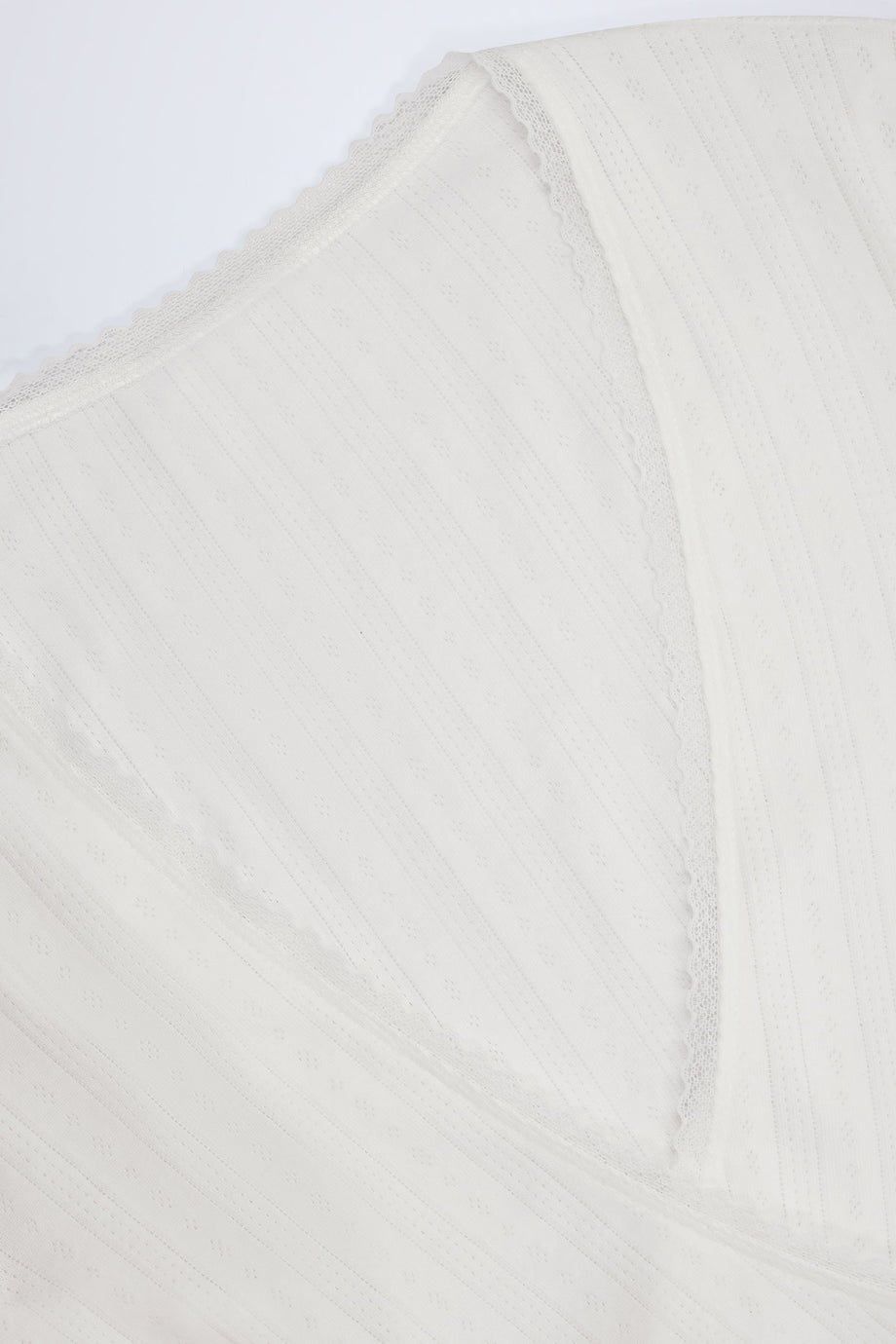 Pointelle Wrap Crop Top in White