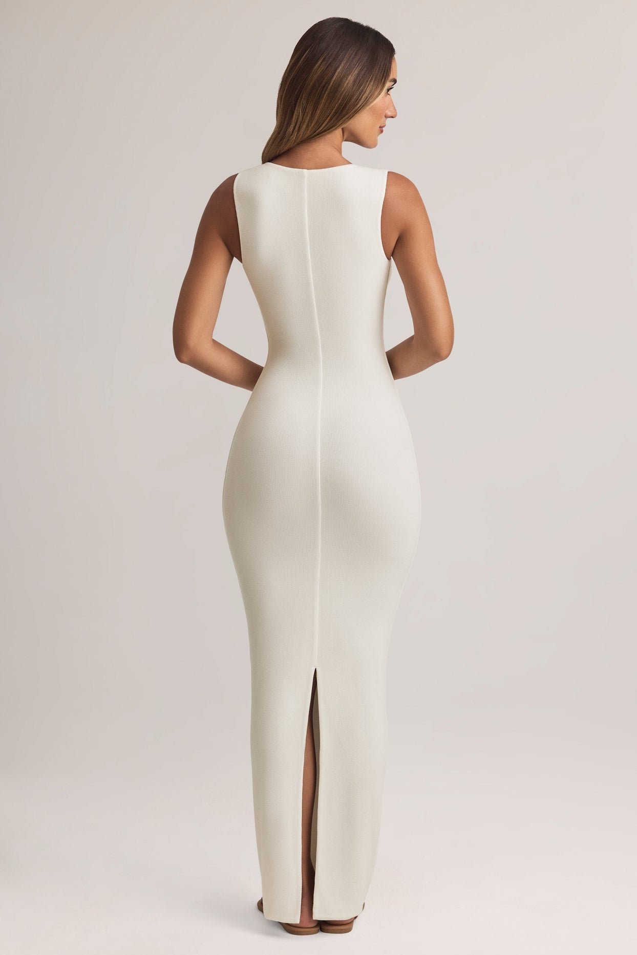 Modal Button-Detail Maxi Dress in White