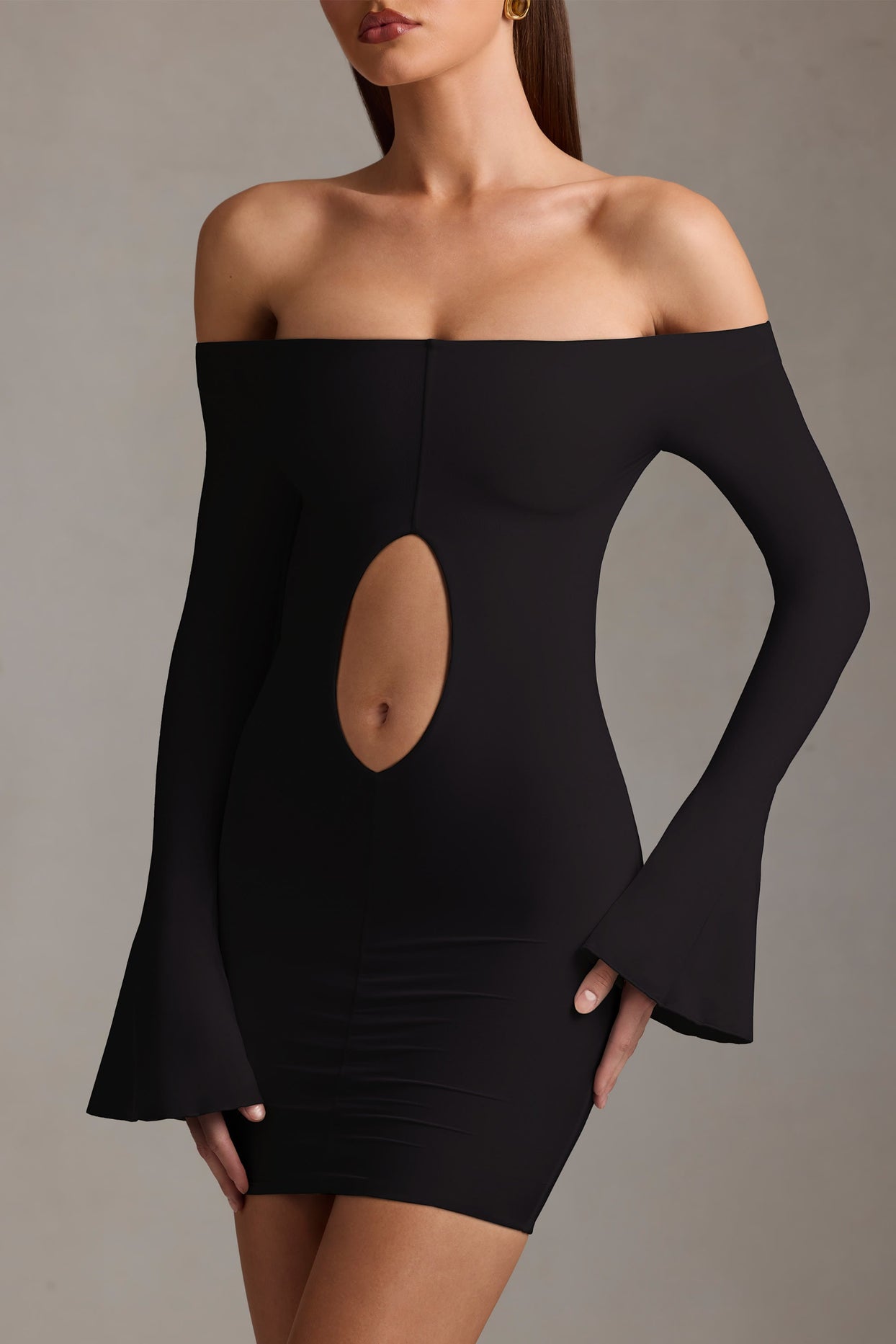 Oh Polly Black Bodycon Off Shoulder Dress With Plunging Neckline Embellished Plunge Neck Mini Dress In Oh Polly Black Bodycon Off Shoulder Dress With Plunging Neckline Embellished Plunge Neck Mini Dress In