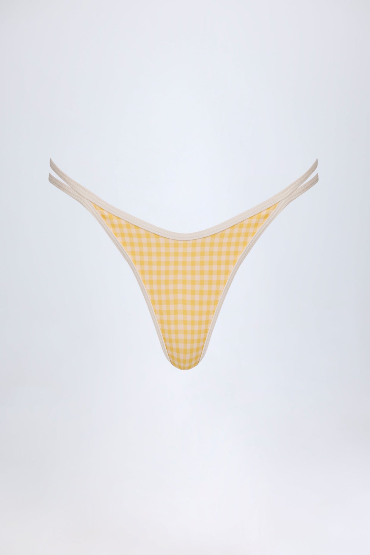 Double-Strap Cheeky Bikini Bottoms in Yellow Gingham