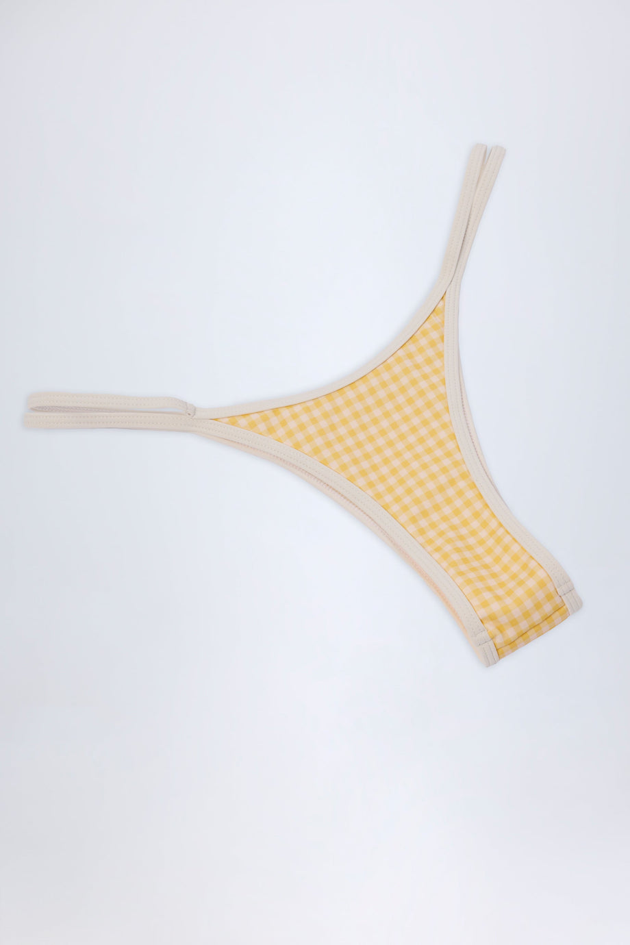 بيكيني سفلي بأشرطة مزدوجة باللون الأصفر المربعات