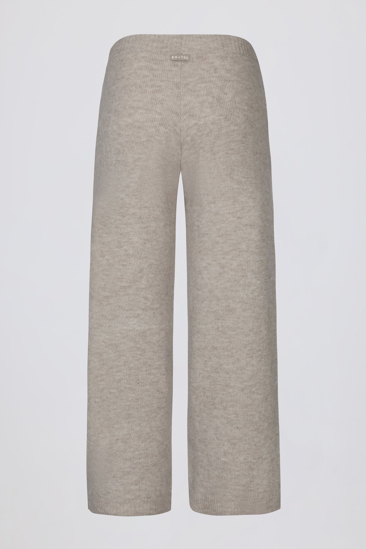 Mid-Rise Wide-Leg Knit Joggers in Beige