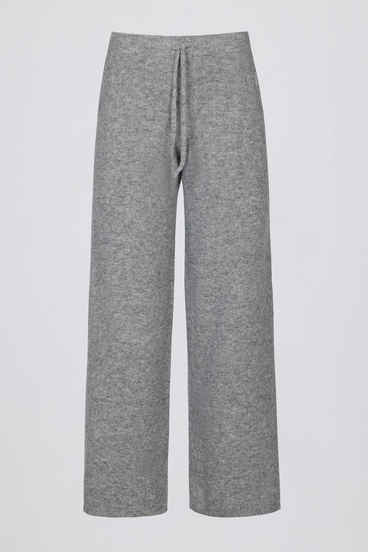 Mid-Rise Wide-Leg Knit Joggers in Grey