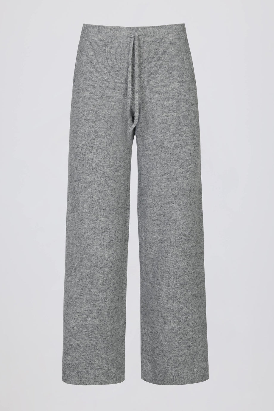 Mid-Rise Wide-Leg Knit Joggers in Grey