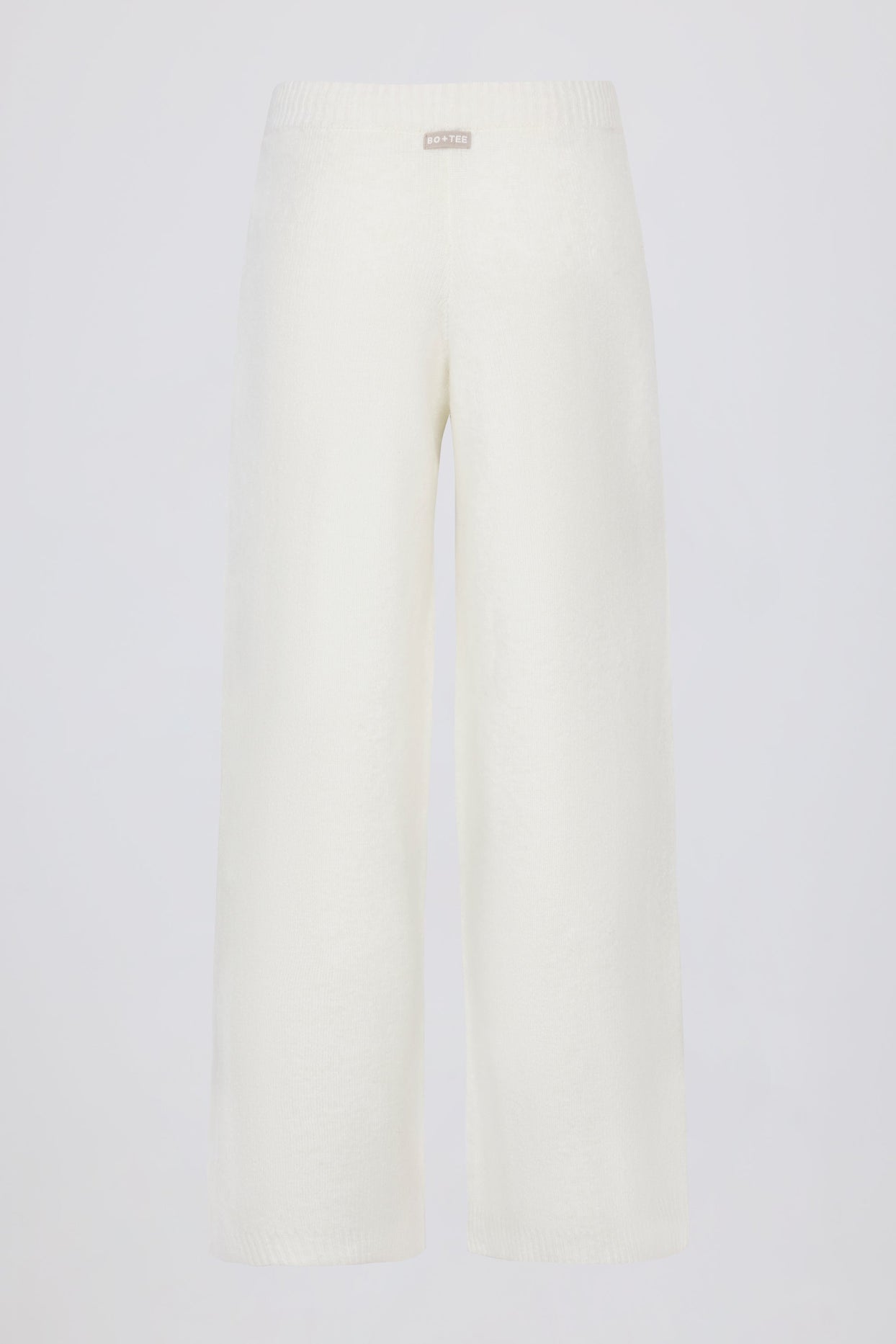 Knit Mid-Rise Wide-Leg Joggers in Ivory