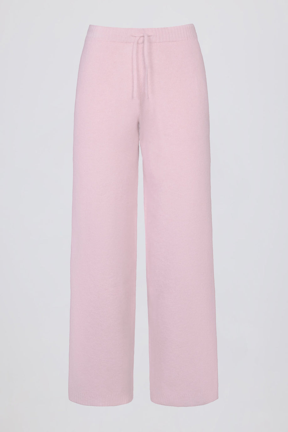 Mid-Rise Wide-Leg Knit Joggers in Soft Pink
