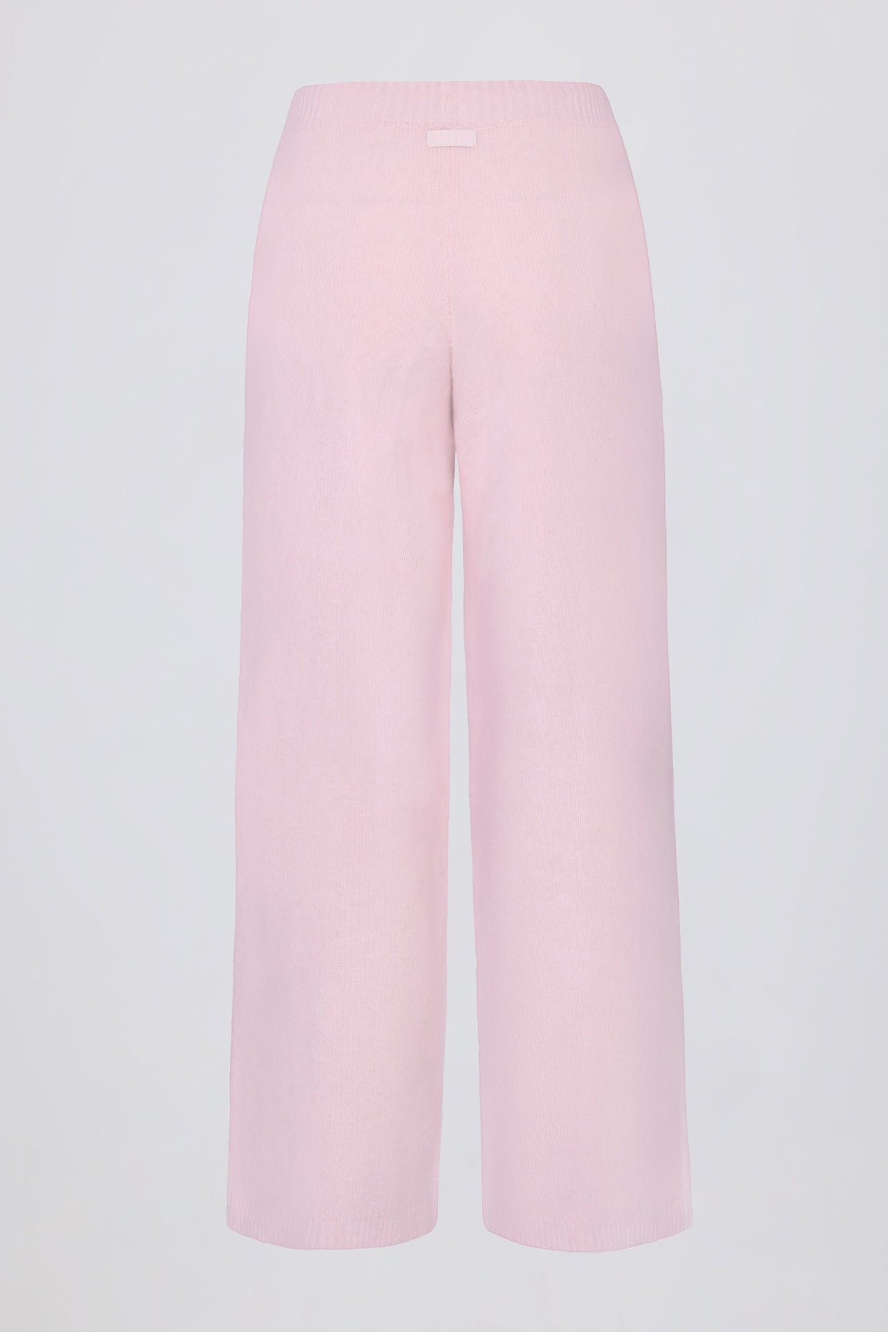 Mid-Rise Wide-Leg Knit Joggers in Soft Pink