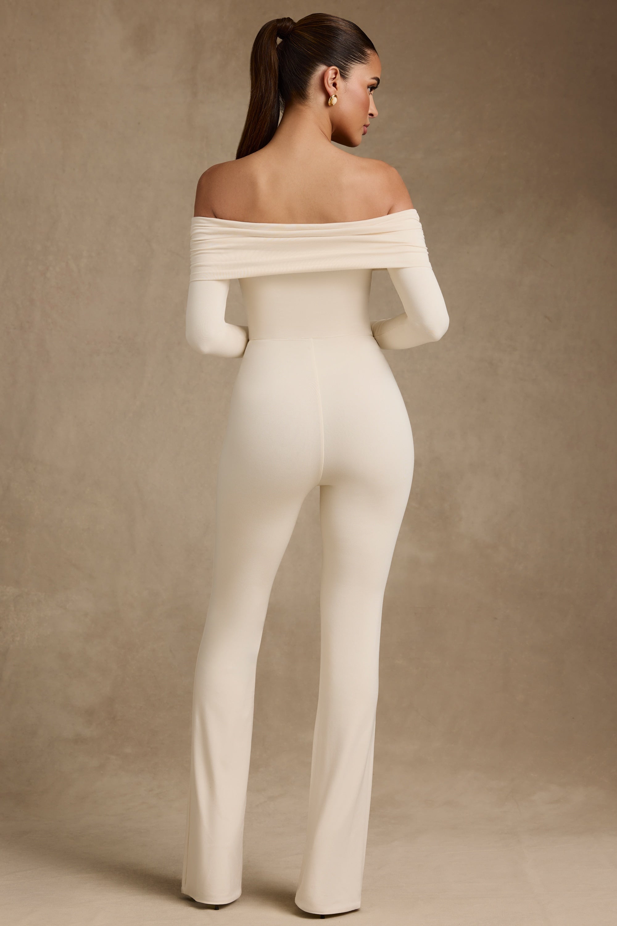 Tencel Modal Off-Shoulder Jumpsuit in Ivory