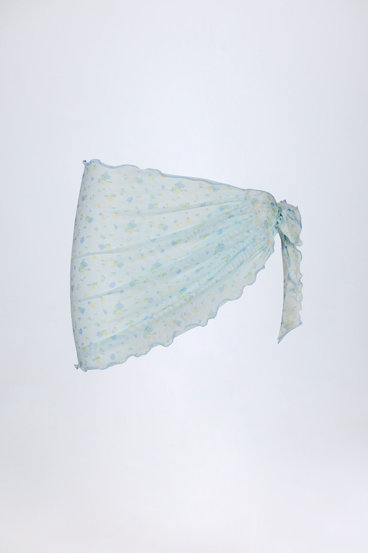 Side-Tie Sarong in Blue Floral Print
