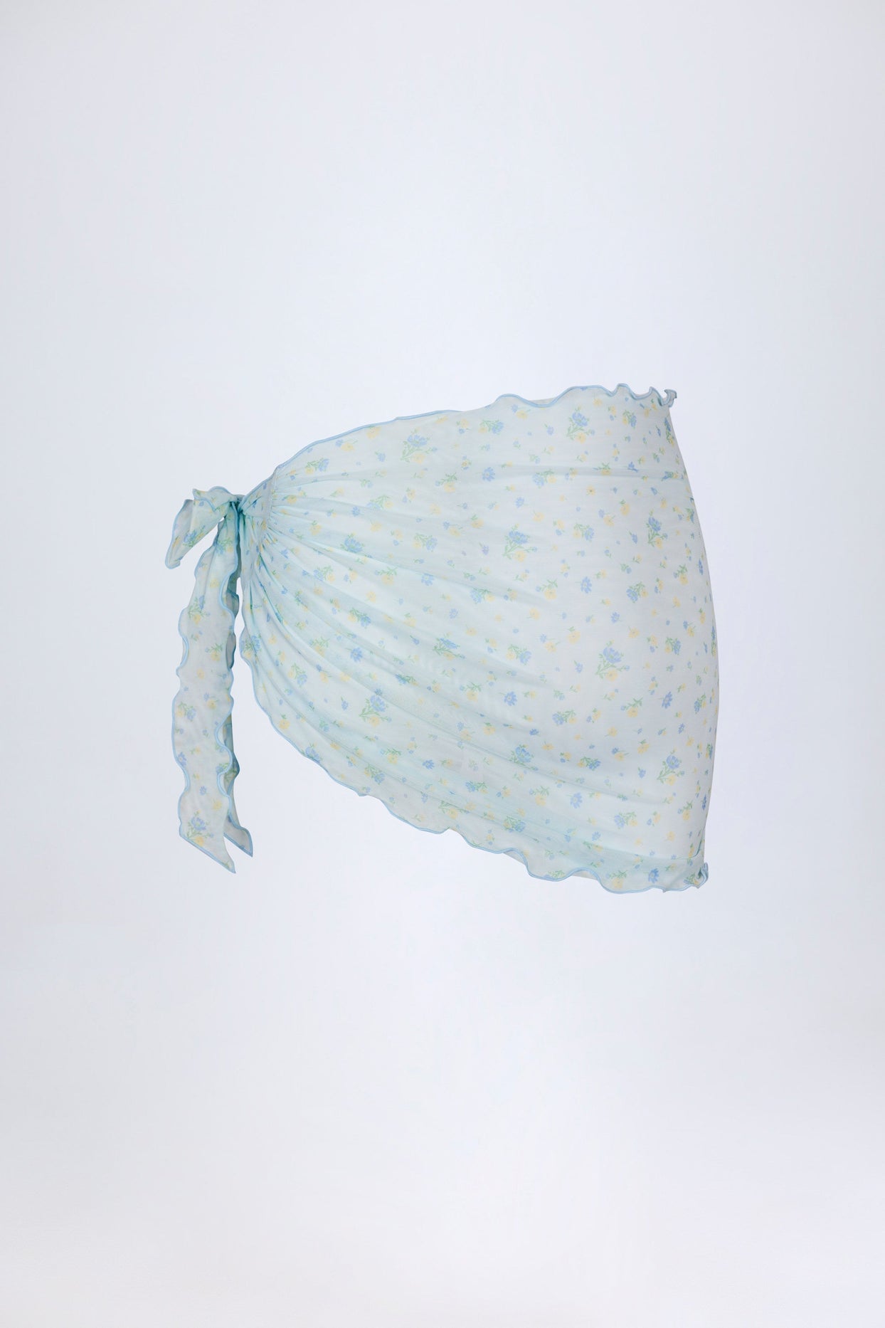 Side-Tie Sarong in Blue Floral Print