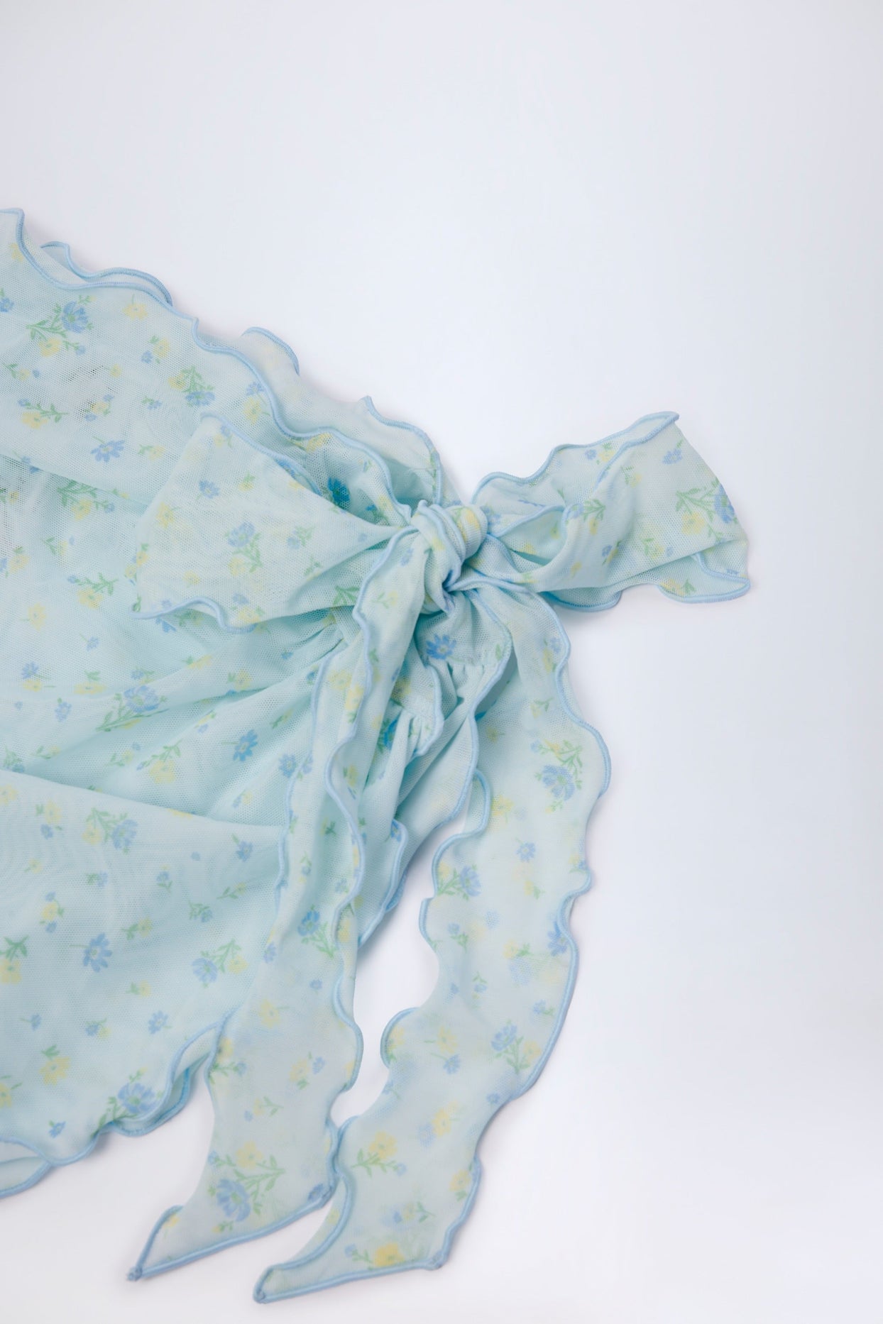 Side-Tie Sarong in Blue Floral Print