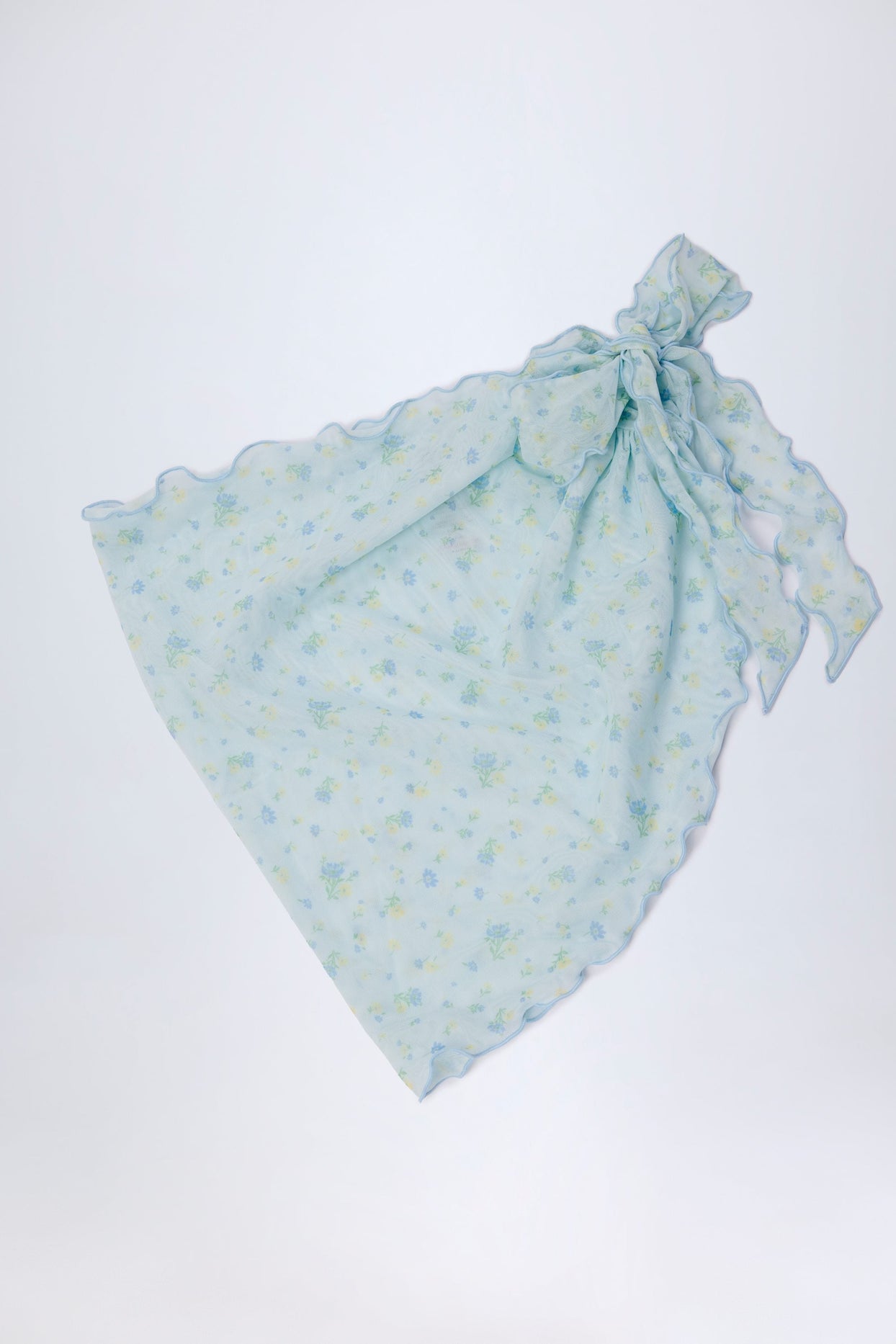 Side-Tie Sarong in Blue Floral Print