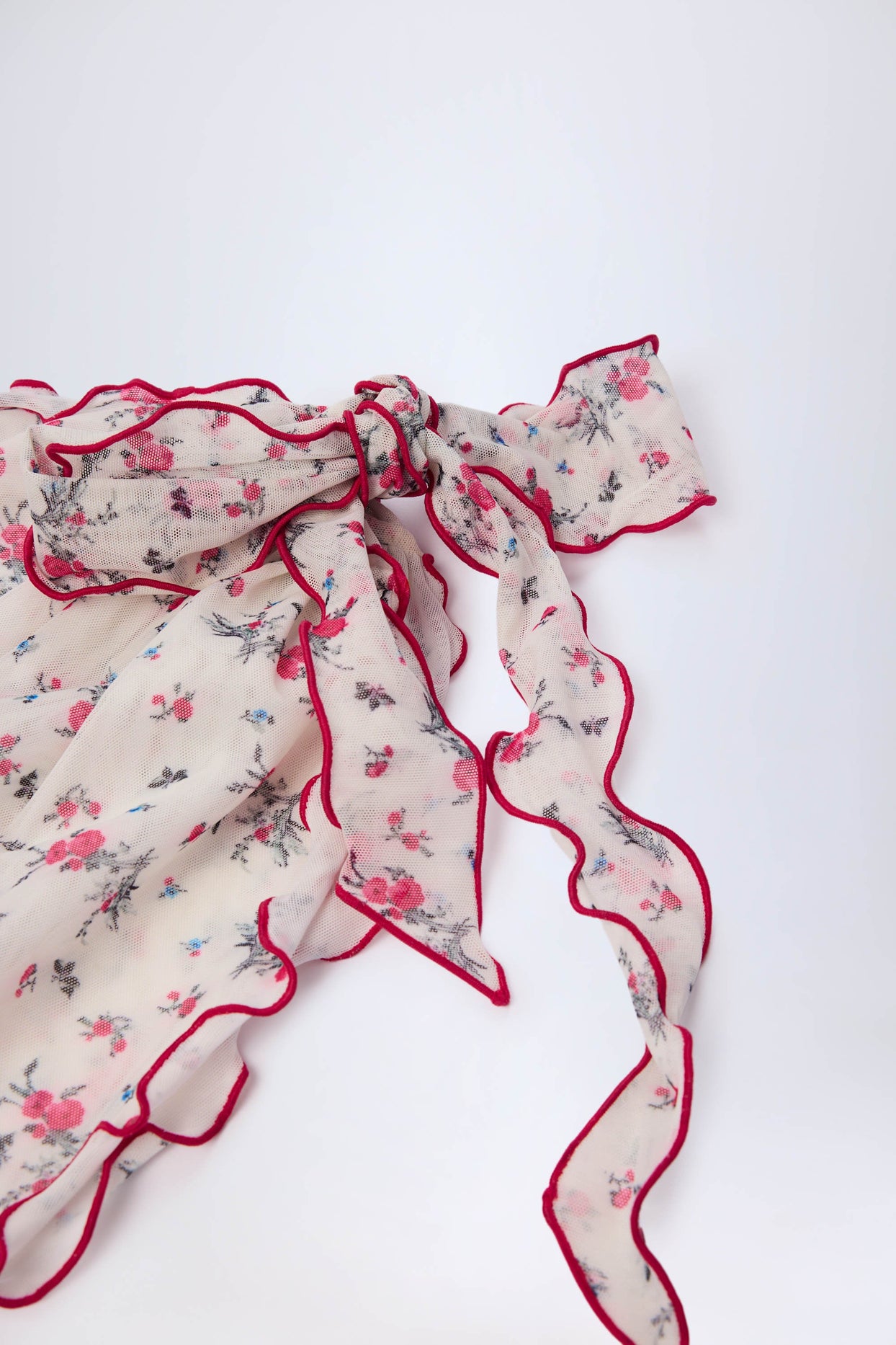 Side-Tie Sarong in Red Floral Print