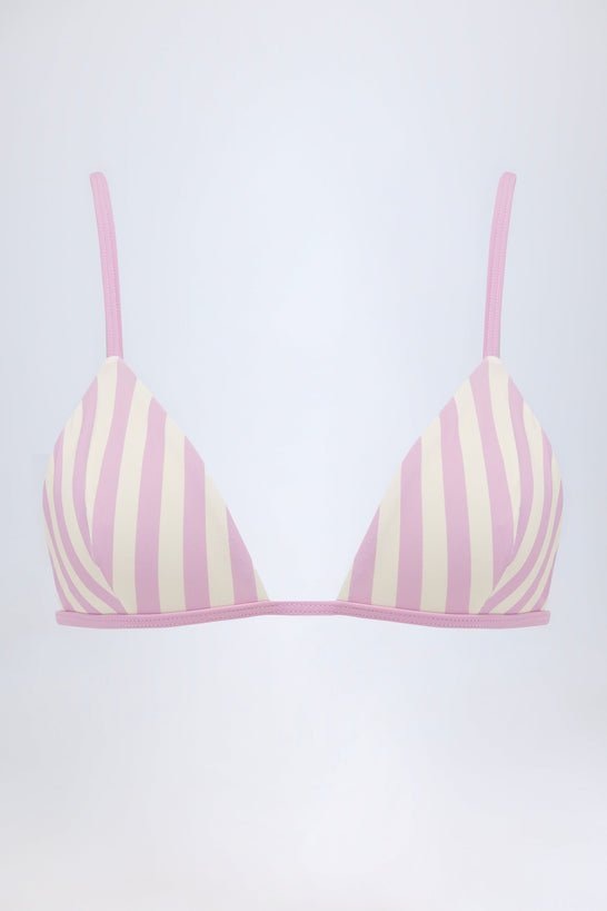 Triangle Bikini Top in Mauve Stripe