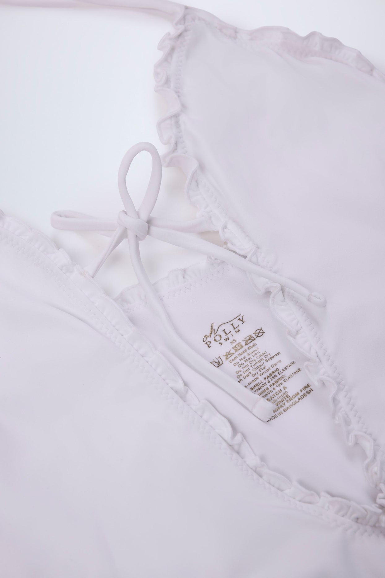 Ruffled Cut-Out Halterneck Swimsuit in White