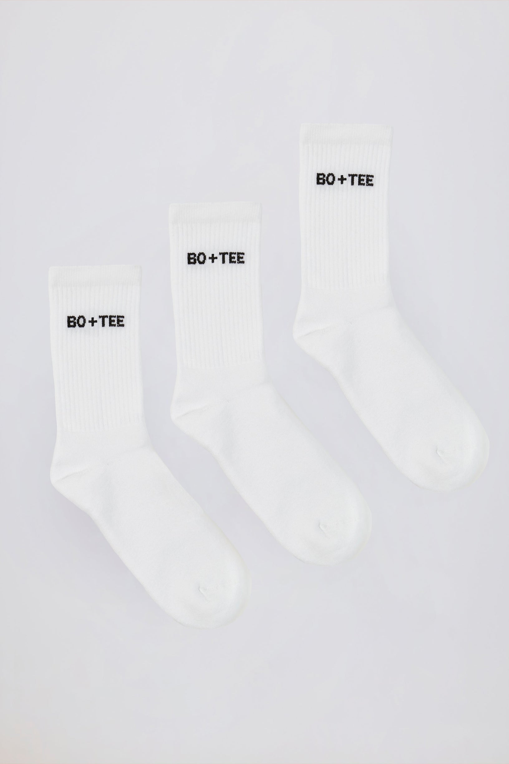Ribbed Crew Sock Bundle in White - 1